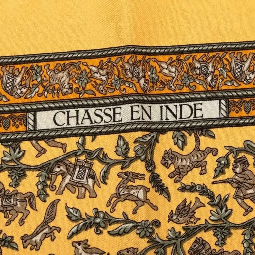 Hermes Silk Carre 45 Chasse En Inde Scarf Multicolor